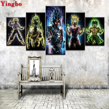 

5d diy diamond painting 5 Pieces Cartoon Dragon Ball Z Rhinestone pictures Diamond Embroidery full square round drill mosaic kit