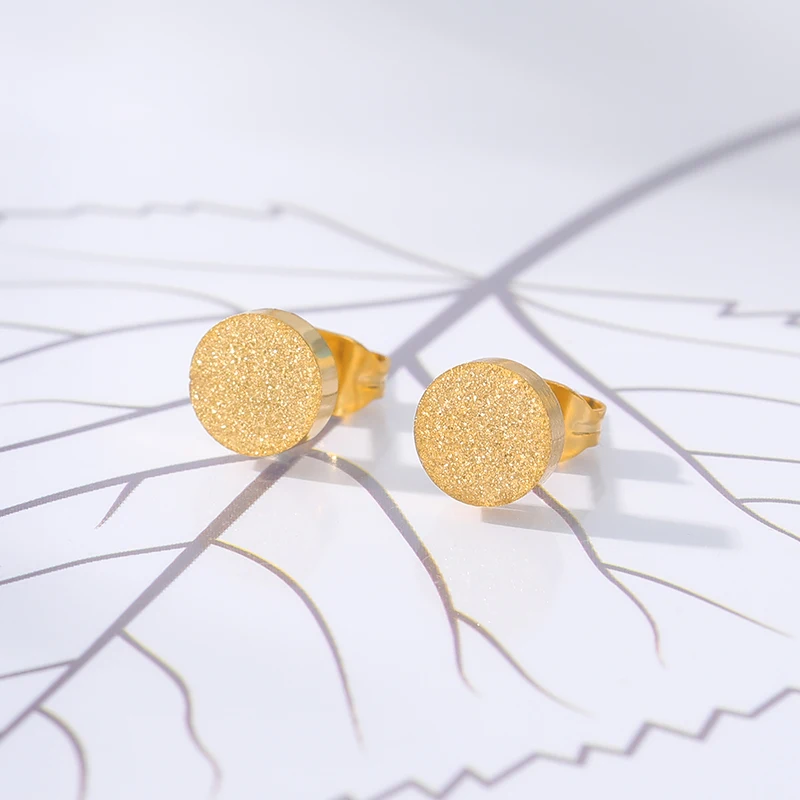 Minimalist Matte Tiny Round Earrings For Women Men Jewelry Stainless Steel Rose Gold Filled Geometric Circle Small Stud | Украшения и