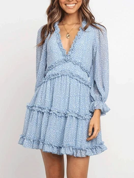 

Deep V Neck Long Sleeve Beach Dress Short Wrap Skirt Bathing Suit Cover Ups Tunic Beach Wear Swimsuit Women Lingerie Cover Up