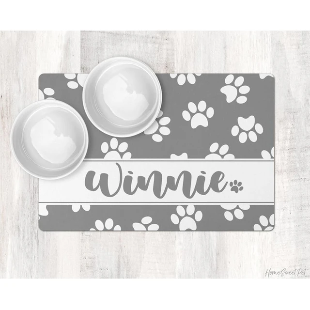 PU Leather Waterproof Pet Placemat Dog Mat Cat Mat Bowl Plate Pet Drinking Feeding Placemat Customize Name For Puppy And Kitten V