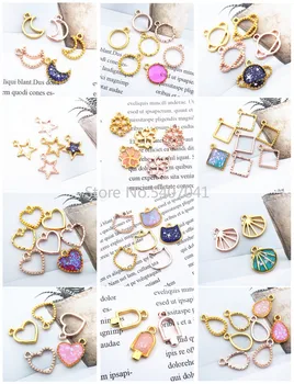 

10pcs/lot Golden UV Resin Epoxy Mold Metal Charms Jewelry Accessoried Pendant Bezel Necklace Acessories DIY Handcraft Tools