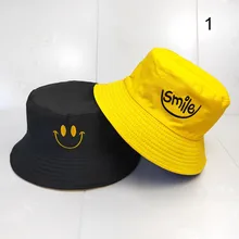 Унисекс письмо вышитые двухсторонняя Рыбацкая шляпа ведро шляпы улыбка сплошной цвет скалолазание Открытый Защита от солнца шикарная шляпа FDC99