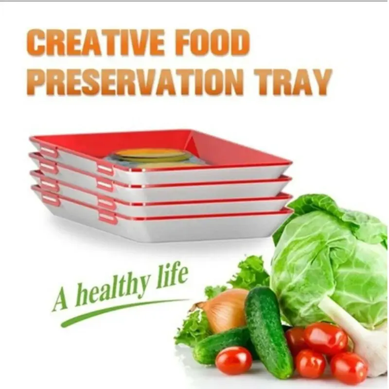 

HOT 1Pcs Reusable Creative Healthy Food Preservation Tray Storage Container Kitchen Tool