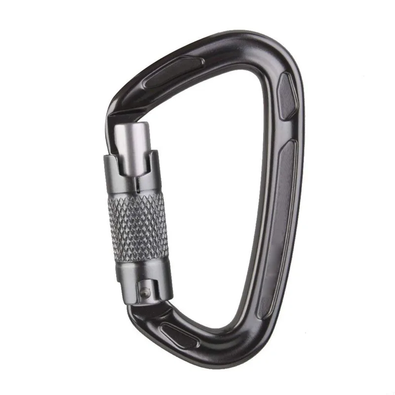 Self-locking Mountaineering Climbing Aluminum Carabiner 24kN-Dark Gray