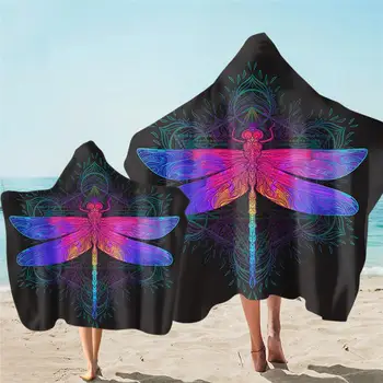 

Free shipping Novelty Gift Swan Butterfly Dragonfly Owl Print Hooded Towel Cape For Sports Gym Spa Surfing Swim Bath Beach