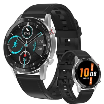 

Bluetooth Smart Watch Dt95 Bluetooth Call IP67 Multi Language Multi User Interface Silver Rim Black Silicone Strap Man Watch ECG