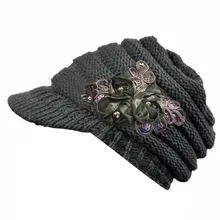 Осень Зима Новая Корейская версия новой осенней и зимней дамской шляпы с полями и аппликацией из блесток утолщенные зимние шапки# O29