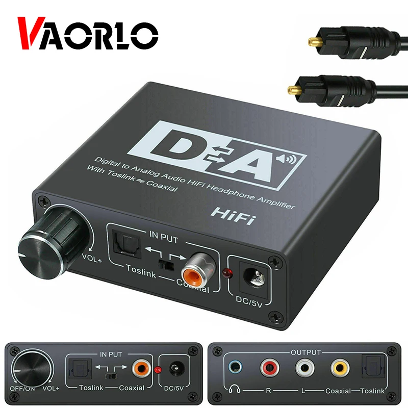 Hifi DAC Amp Digital To Analog Audio Converter RCA 3 5mm Headphone Amplifier Toslink Optical Coaxial Output Portable dac 24bit