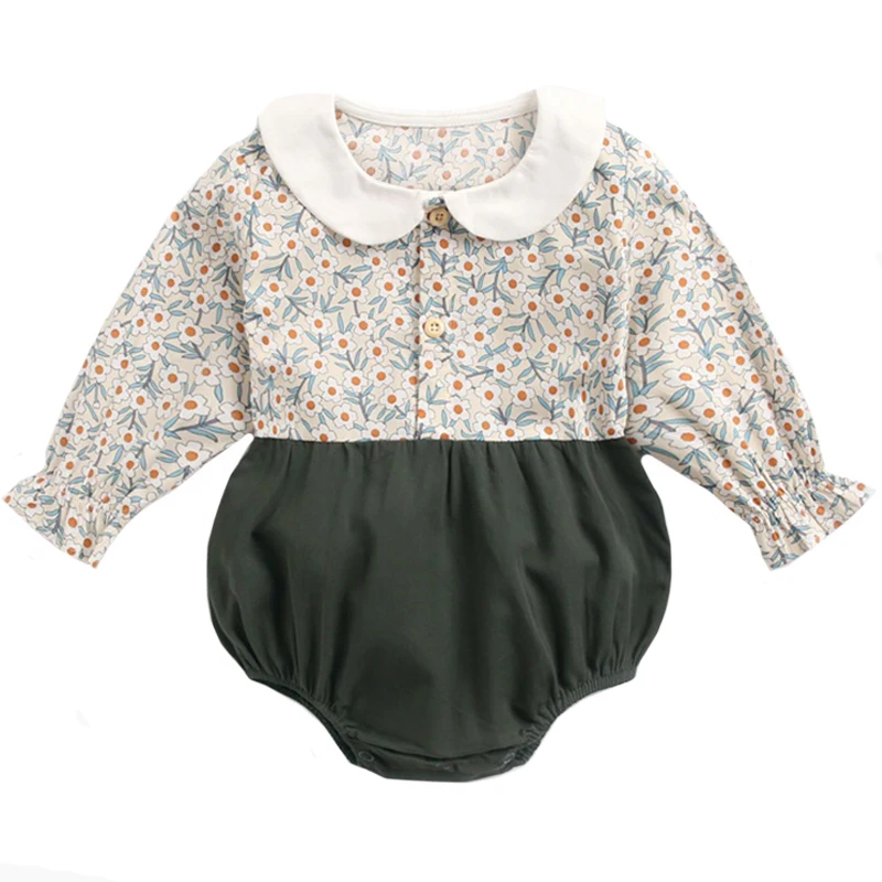 Combinaison en coton Vintage pour petites filles | Ensemble en coton, vêtements de nouveau-né, motif floral, vêtements pour enfants