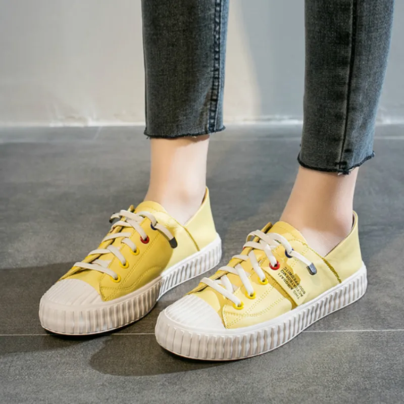 Women thick soled canvas shoes Spring New Board Lace up Shoes Lady Plat Platform casual Sneakers Comfort flats U20-08 | Обувь