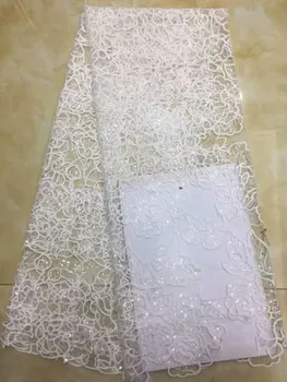 

Latest Design Nigerian Water soluble Lace Fabric African High Quality French embroidery Guipure Cord Lace With Stone Wedding