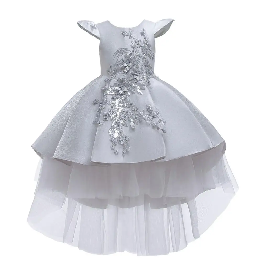Нарядные Платья с цветочным узором для девочек на свадьбу; элегантное платье принцессы; кружевное платье со шлейфом с аппликацией из бисера; детское платье без рукавов с большим бантом