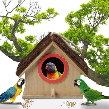 

1pc Nest House Bird Dox Wooden Bird House Nest House Wooden Bird House Creative Wall-mounted Outdoor Birdhouse Wooden Box