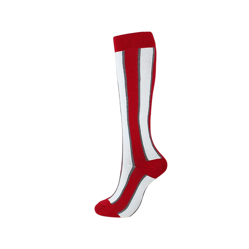 3 Men&Women Compression Socks Leg Support Stretch Outerdoor Breatheable Colorful Stripe Knee High Sock DropShip for Chirstmas Gift - Color: 3