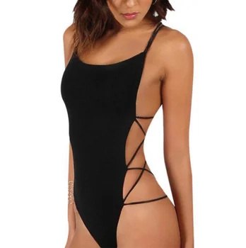 

Strappy Backless Bodysuit Women Romper Jumpsuits Black Sleeveless Beach Bodysuits Fitness 2019 Fashion Cross Slim Cami