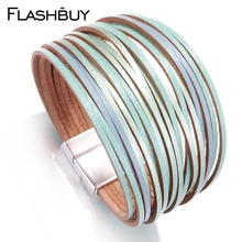 Flashbuy 4 цветной Многослойный кожаный браслет для женщин Femme Bohemia металлические браслеты женские ювелирные изделия подарок аксессуары