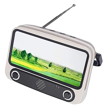 

Retro TV Bluetooth Speaker, Portable TV Shape Speaker, Phone Stand Radio, Handheld Stereo Music Player(Gray)