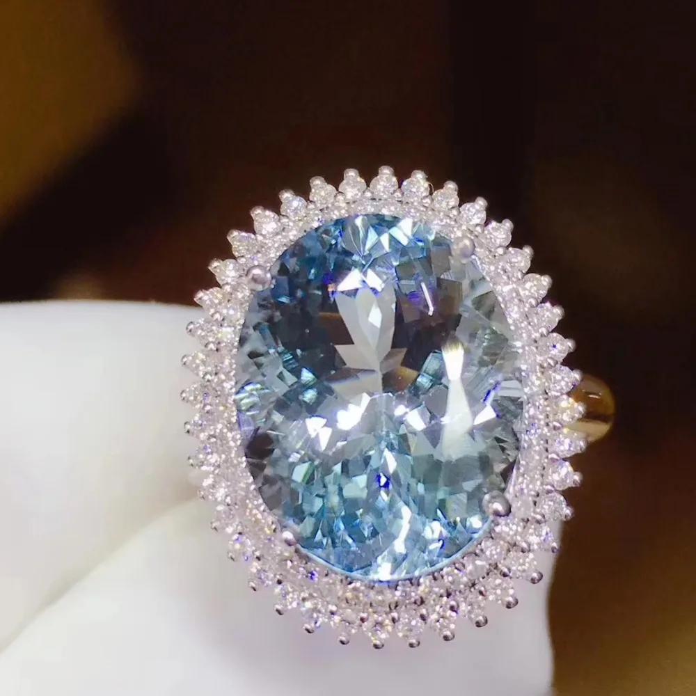 Qi Xuan_Blue Stone простой и элегантный Ring_S925 твердый серебряный модный синий ring_производитель прямые продажи