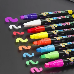 Rotuladores de tiza líquida extraíbles para ventanas, bolígrafos para coche, parabrisas de vidrio, rotuladores de papelería, 8 colores