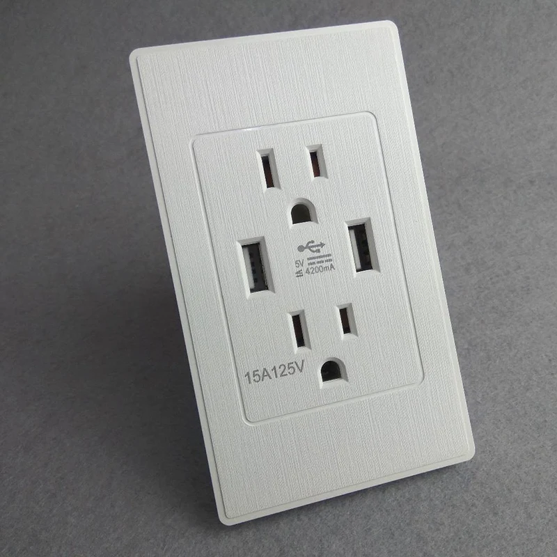 Американская двойная Usb настенная розетка американская стандартная розетка США 3.1A Usb розетка панель США вилка