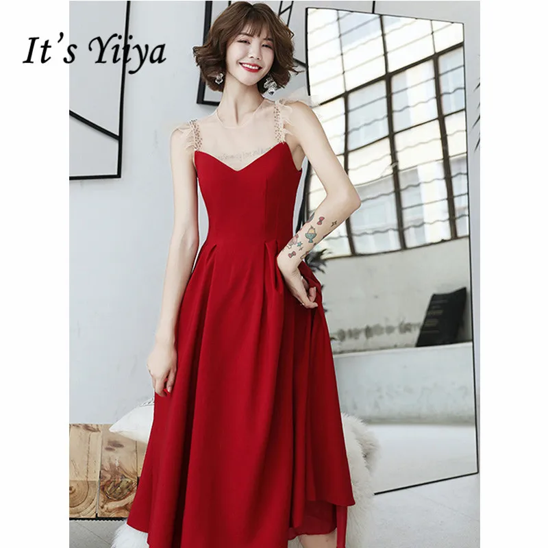 

It's Yiiya Prom Dress Plus Size 2019 Burgundy Summer Sleeveless O-Neck Aline Dresses Women Patry Night Vestidos de Gala E1300