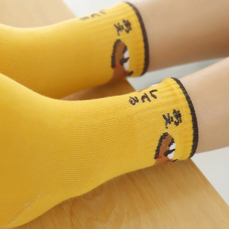 Autumn Winter 5PC Socks For Women Cotton Socks Art Funny Cartoon Print Breathable Socks Couple Socks Cheap Socks