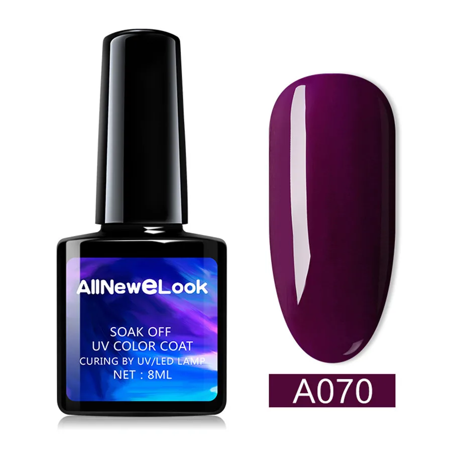 A070 AllNeweLook фиолетовый Макарон Vernis Гель-лак для ногтей долговечный Гибридный Полупостоянный лак УФ светодиодный Лаки - Цвет: A070