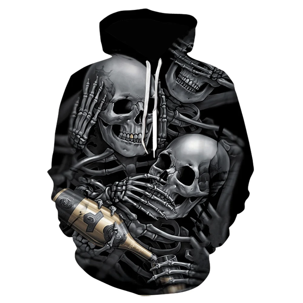 

2020 new spring horror drink skull Harajuku 3D print Pullover men's Hoodie Sweatshirt fashion mens clothing brand casual coat