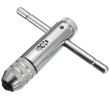 

Adjustable 3-8mm T-Handle Ratchet Tap Wrench with M3-M8 Machine Screw Thread Metric Plug Tap Machinist Tool #734