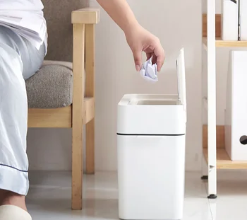

Creative Pressing Type Plastic Trash Can Dustbin Office Sanitary Storage Bucket Separate Inner Barrel Design Cleaning ToolsLF237