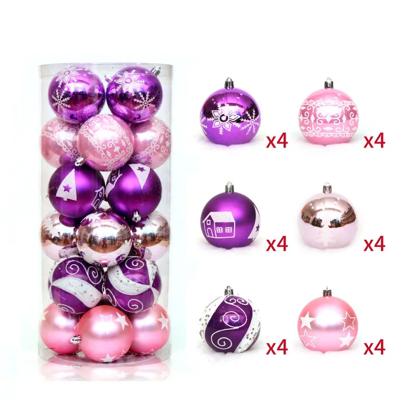 24pcs/lot 6cm Christmas Tree Balls Birthday/Wedding Baubles Ornament Ball Party Home Decor New Year - Цвет: purple