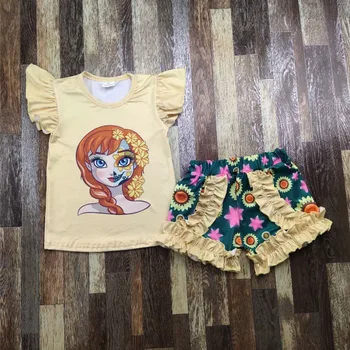 

hot sale cartoon girl short outfit fashion baby boutique summer clothes