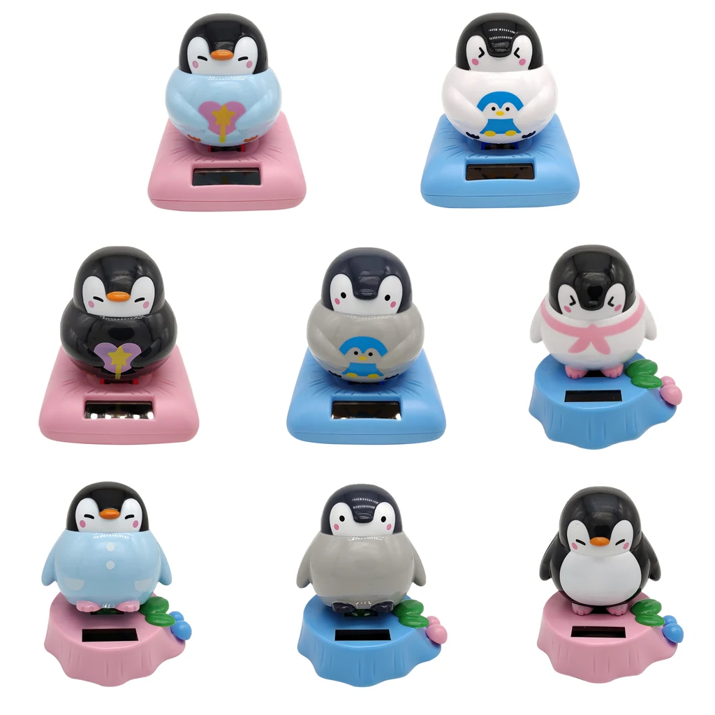 Cute Solar Powered Dancing Penguin Bobble Figure Toy for Home, Desk, Car Ornament