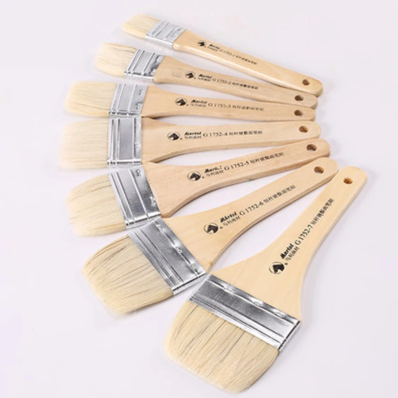 

1Pcs Artist Paint Brush Wooden Bristle Hair Oil Acrylic Painting Brushes Flat Graffiti Brush Art Material Supplies