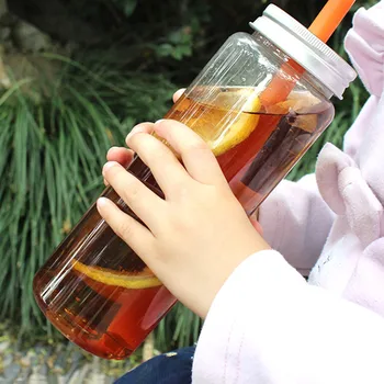 

500ML Japanese Style Large Capacity Innovative Food Grade Plastic Beverage Bottle Straw Juice Cold Tea Bottle Dropshipping