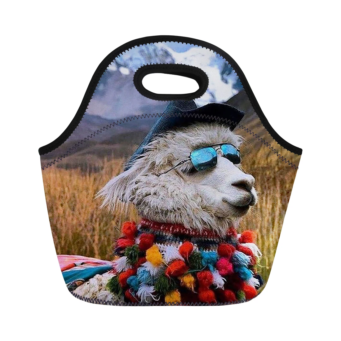 THIKIN 3D Alpaca Print Keep Warm Lunch Bag for Women Cute Kids Insulated School Lunch Box Family Picnic Insulated Bag Waterproof - Цвет: As Picture