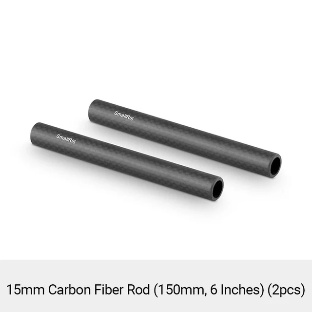 SmallRig 15mm Carbon Fiber Rod 18 Inches Long for Dslr Camera Rig Camera 15mm Rail Support System  - 0871 (2pcs Pack) 150mm 6 Inches