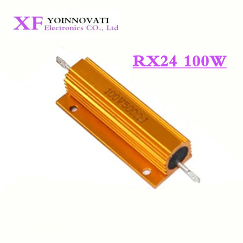 RX24 100 Вт Мощность металлический корпус алюминиевый Золотой резистор 1R 2R 3R 4R 5R 6R 8R