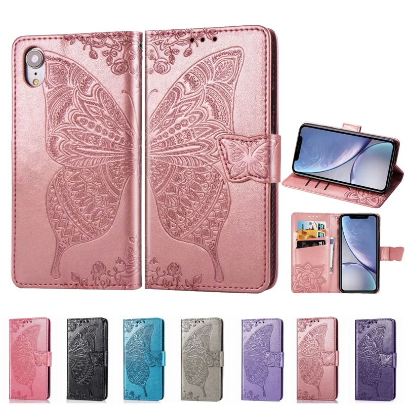 

Butterfly Pattern Leather Phone Case For iPhone 6 6S Plus 7 8 Plus 11 Pro Max Flip Stand Cover For Apple iPhone X XS Max XR Case