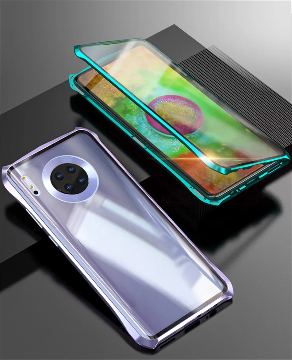 Противоударный чехол для телефона 9H из закаленного стекла для HUAWEI mate 30 6,62 дюймов Магнитный адсорбционный металлический бампер стеклянный чехол