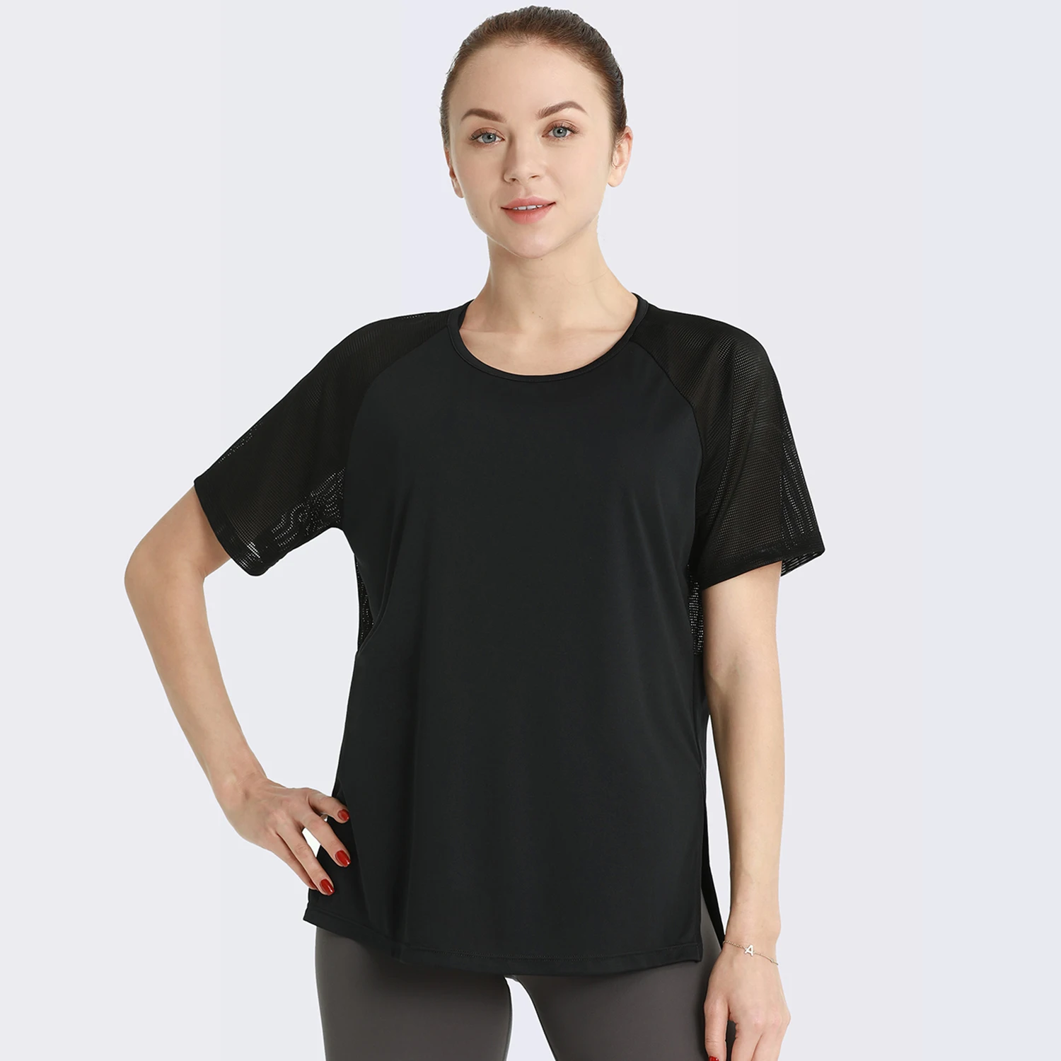 Women Sexy Loose Yoga Shirts Short Sleeve Mesh Tops Sports T-Shirts Quick Dry Breathable Gym Shirts Female Fitness Sportswear