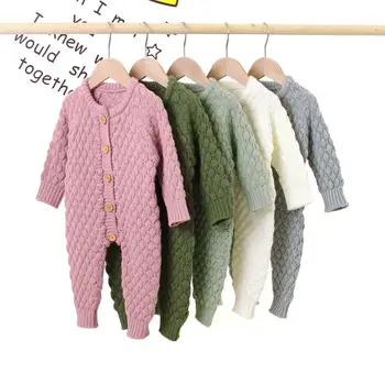 

2020 New Winter Infant Baby Girl Boy Warm Clothes Knitted Sweater Romper Fall Auumn Wool Overall Warm Outfit