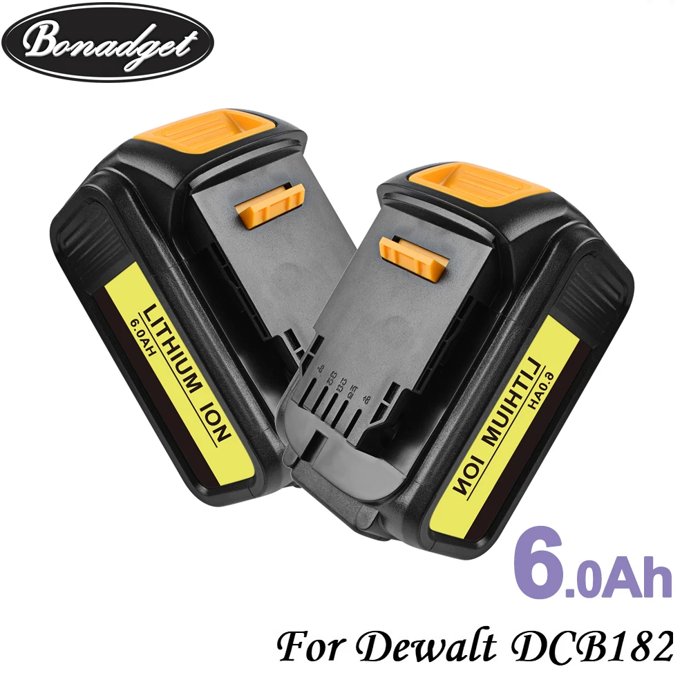Батарейка Bonadget 6000 мАч 18 в для электроинструмента Dewalt DCB180 DCB181 DCB182 DCB201 2
