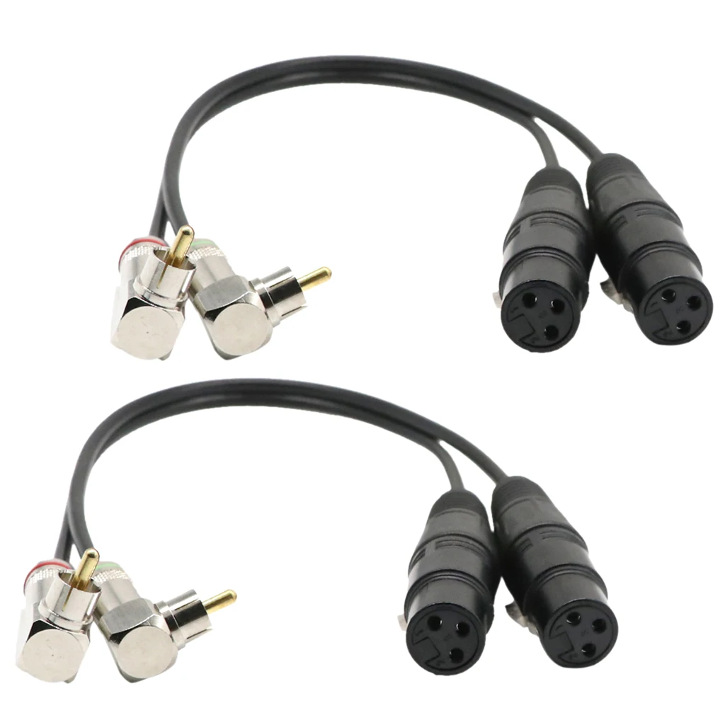 

2 Pieces Dual 2 RCA Male Plug To Dual 2 XLR Female 90° Adapter Spiltter Patch Cable Cord Audio Cable Wire (1 Feet)