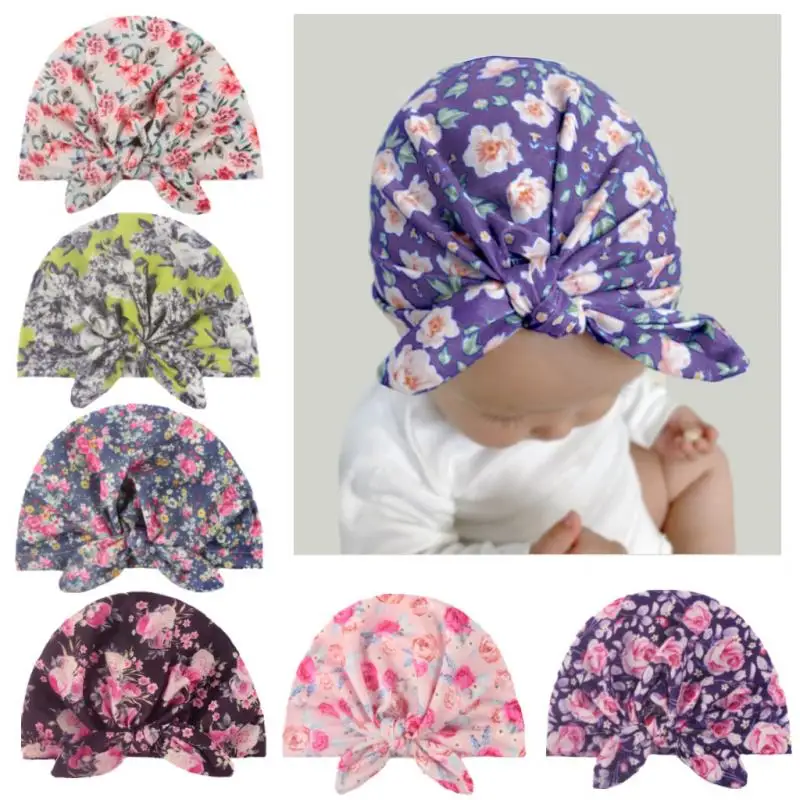 

Children's Knotted Hat Baby Printed Rabbit Ear Hat Indian Hat 2-in-1 Multi-Function Baby Sleeve Cap