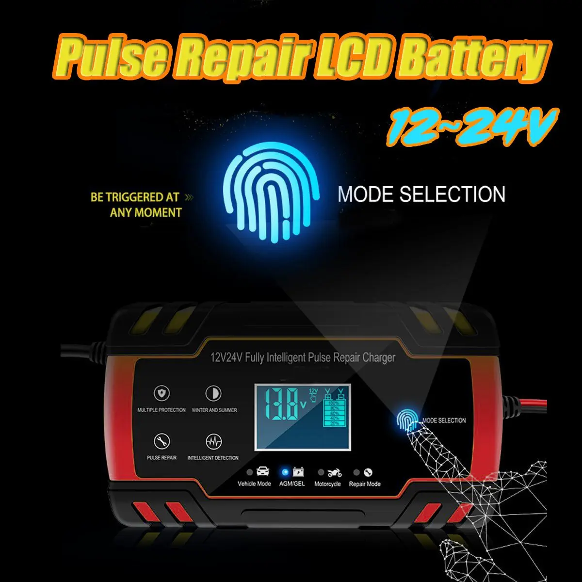 12 V/24 V многофункциональный 6-150AH 8A сенсорный выключатель экран импульсы Ремонт ЖК-зарядное устройство для автомобиля и мотоцикла Зарядное устройство