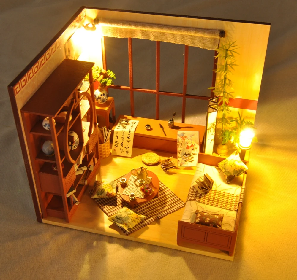 Кукольный дом мебель Diy кукольный домик Миниатюрный пазл собрать 3d Деревянный миниатюрный кукольный домик Развивающие игрушки для детей подарок