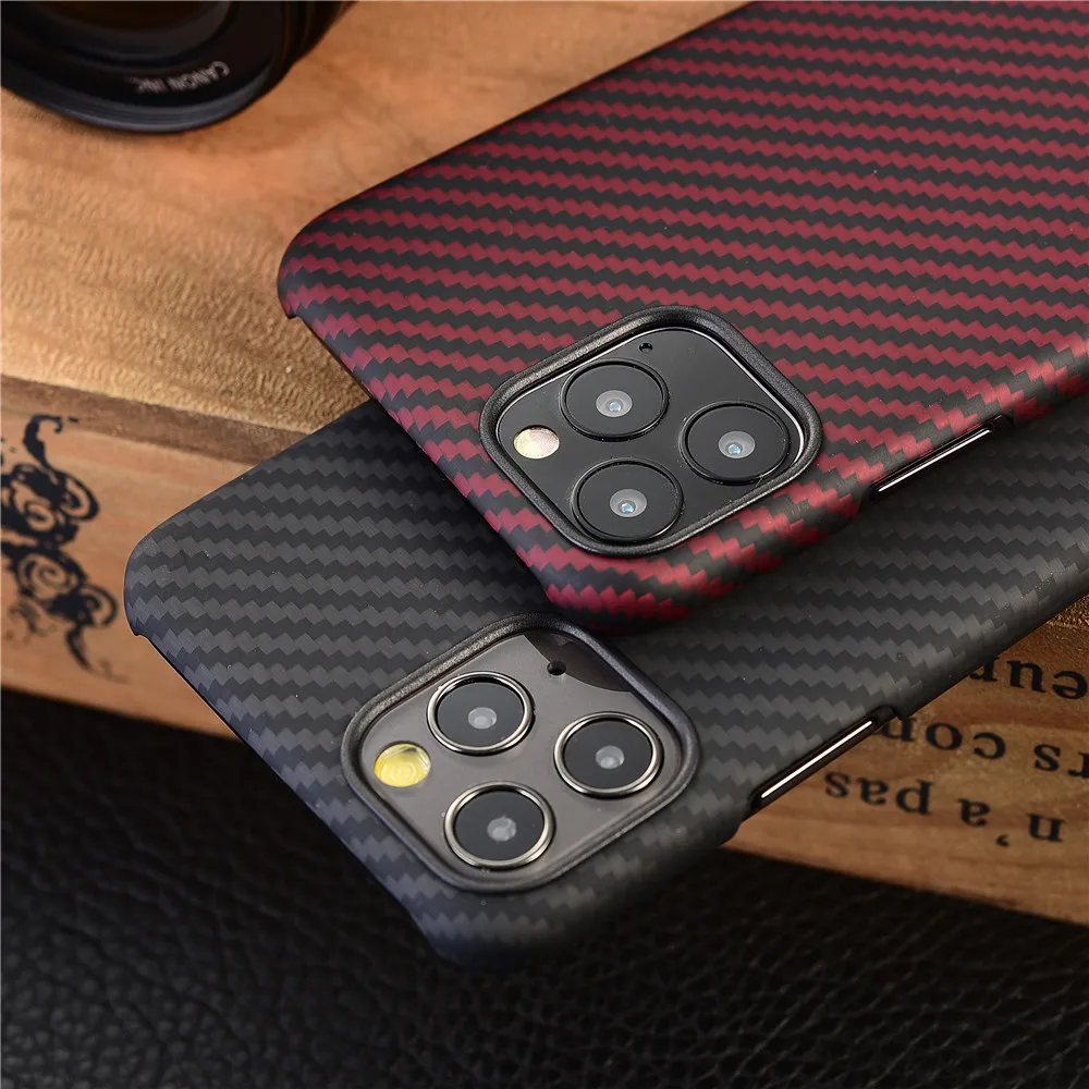 Aramid fiber Back Cover For apple iphone 11 pro max XS XR X 12 mini Protective Case carbon Cases and covers bumper