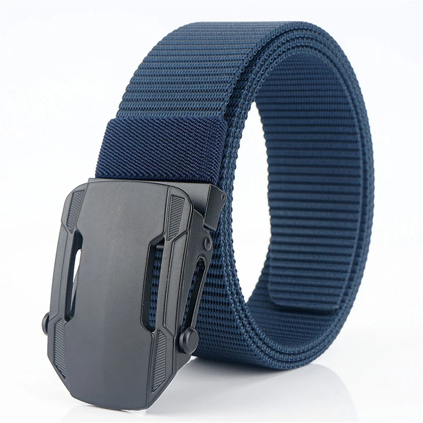 Luxury Canvas Men Belt High Quality Alloy Buckle Adjustable Tactical Belt For Jeans Male Casual Black Nylon Belts Free Shipping - Цвет: Dark Blue Belt