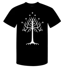A árvore branca de gondor senhor dos anéis homem (mulher disponível) t camisa camisa preta unisex solto ajuste(China)